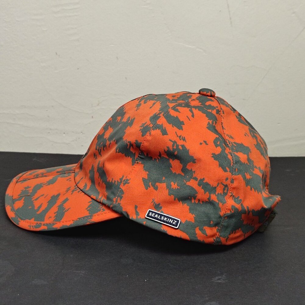 Sealskinz Rain Hat Cap Strap Back Orange Grey AOP Duck Panel Packable Hiking - Picture 2 of 13